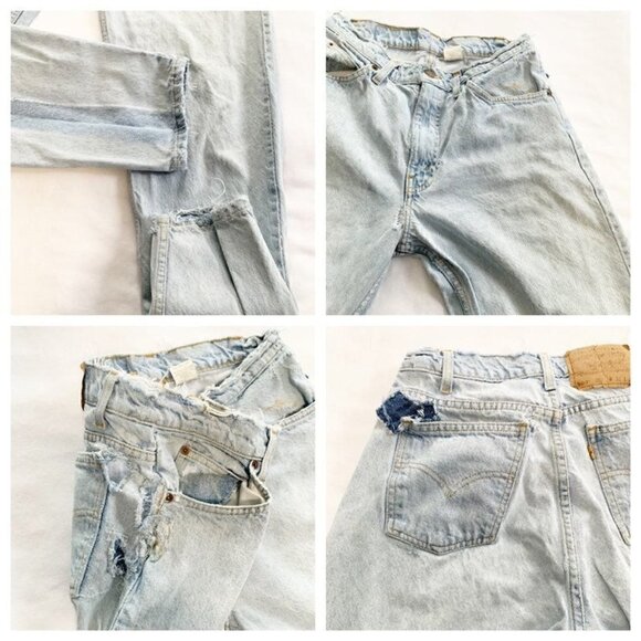 Levi's orange tab light wash heavily distressed 560 loose fit tapered leg jeans - Picture 2 of 10